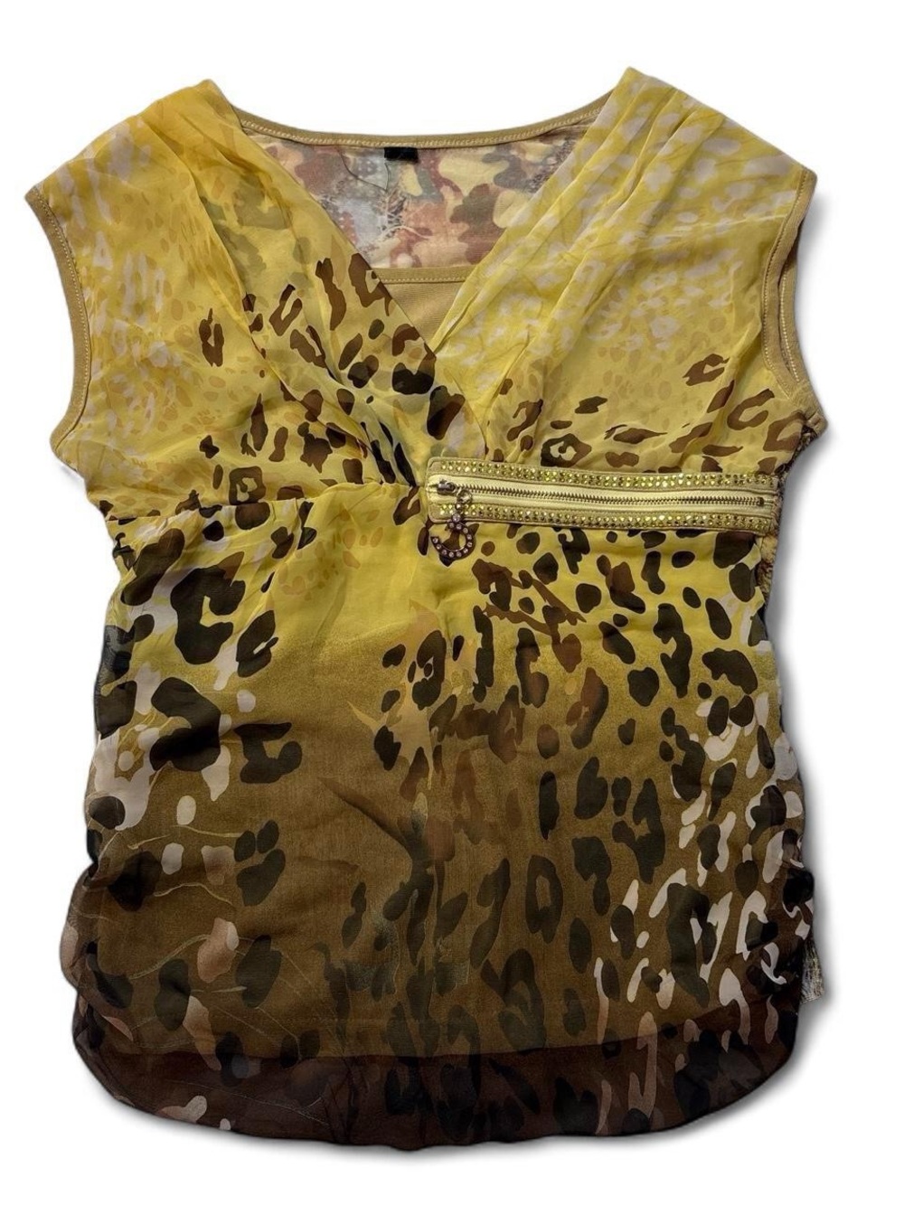 y2k love moschino “lucky horse shoe” mesh top